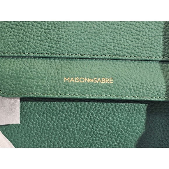 Maison de Sabre Large Leather Weekender Bag Emerald Green Duffel Tote Carry On - Picture 5 of 17